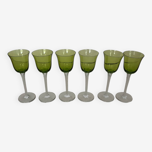 Set of six vintage crystal wine glasses