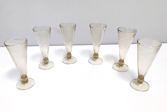 Set of six vintage Italian murano glass glasses